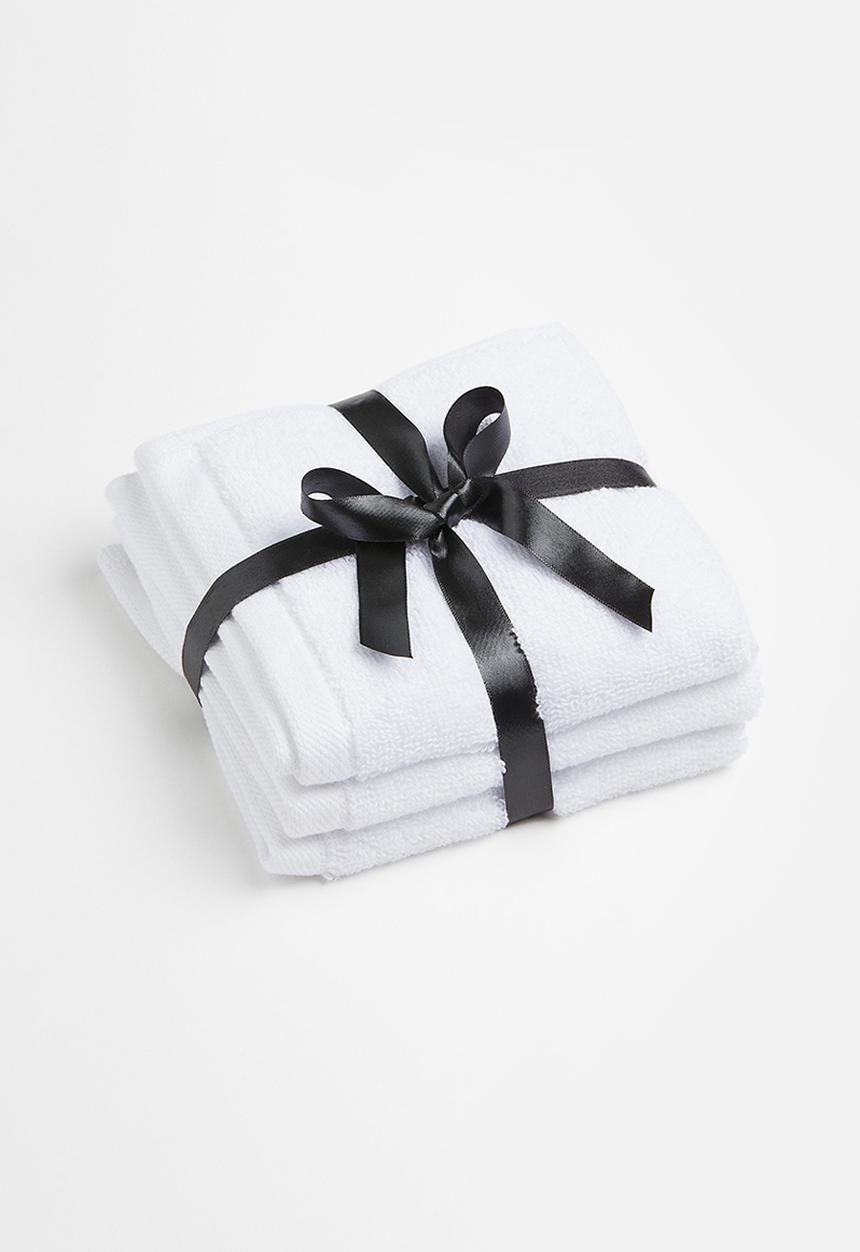 H&M - 3-pack cotton terry flannels - white
