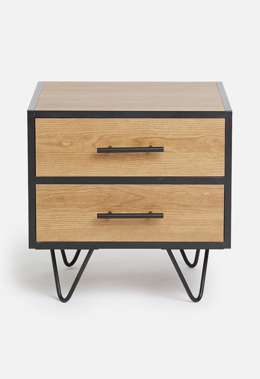 Sixth Floor - Penn 2 drawer bedside table - black&natural