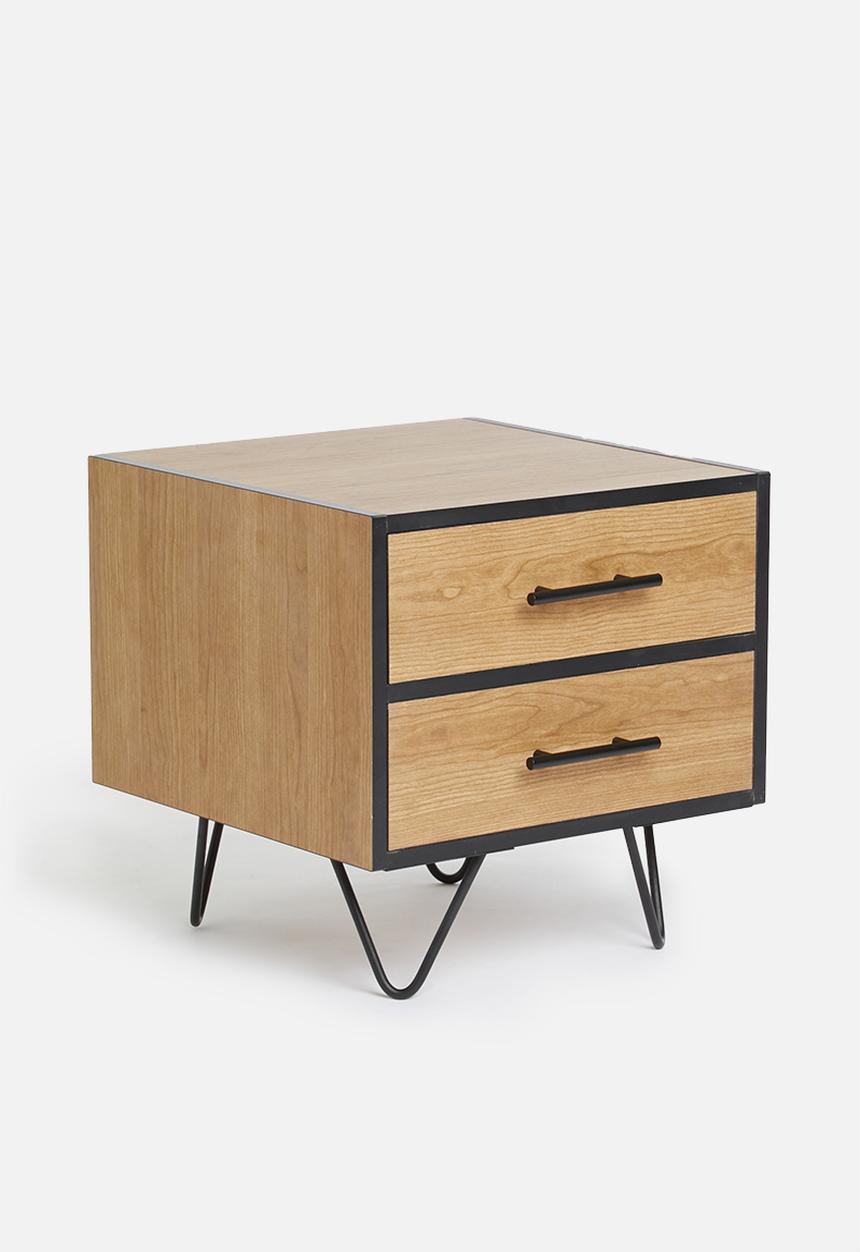 Sixth Floor - Penn 2 drawer bedside table - black&natural