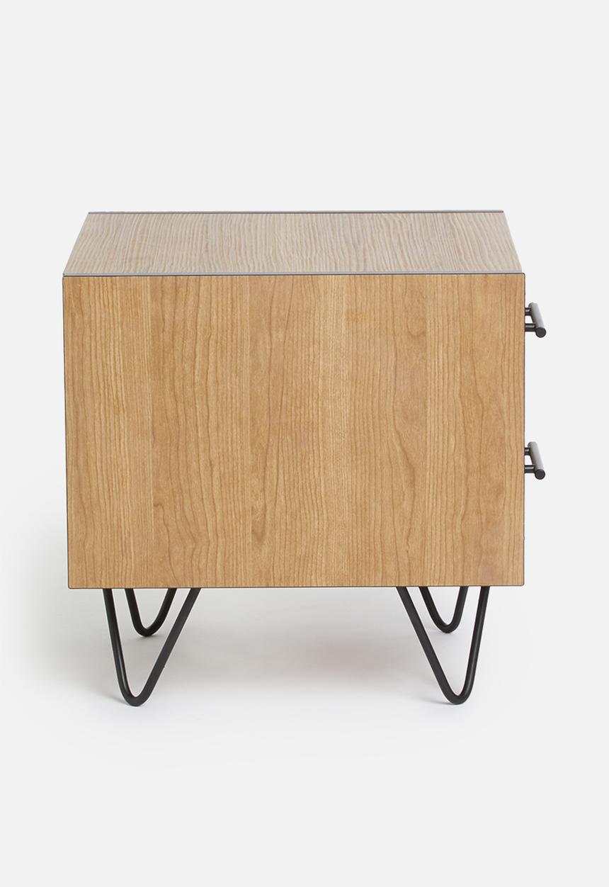 Sixth Floor - Penn 2 drawer bedside table - black&natural