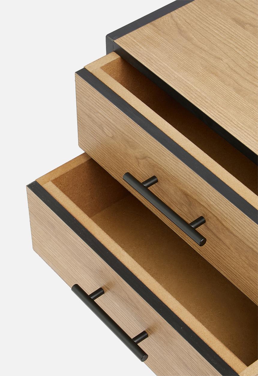 Sixth Floor - Penn 2 drawer bedside table - black&natural