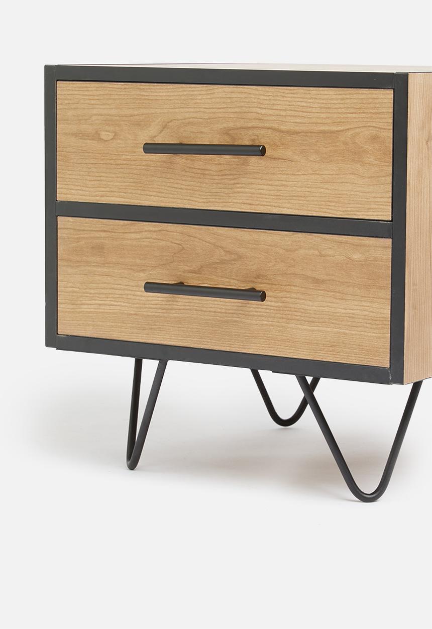 Sixth Floor - Penn 2 drawer bedside table - black&natural