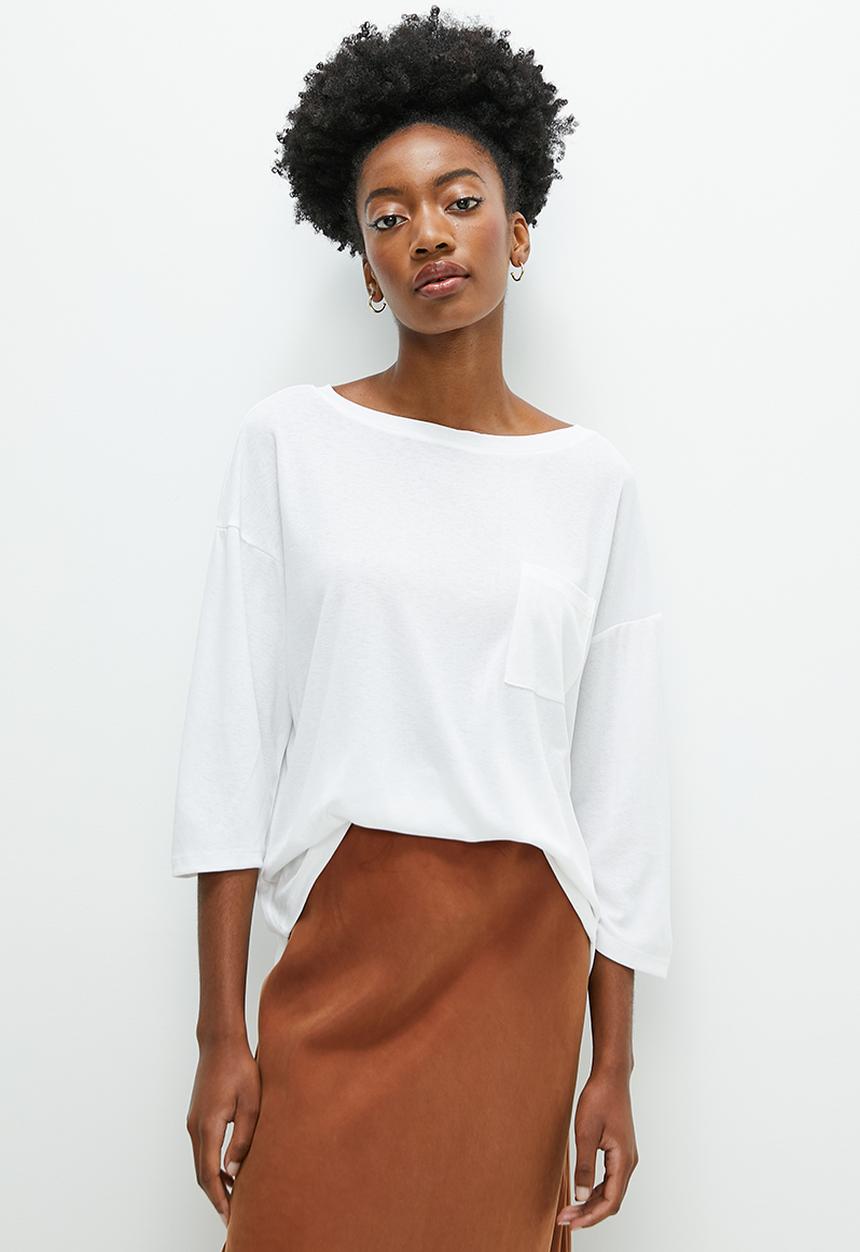 edit -  Slub crew relaxed top -  white  