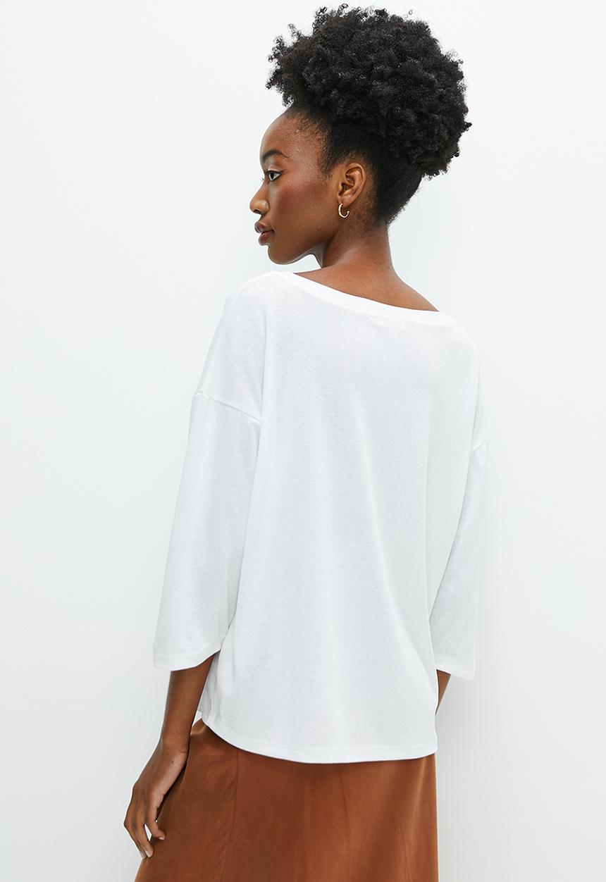edit -  Slub crew relaxed top -  white  