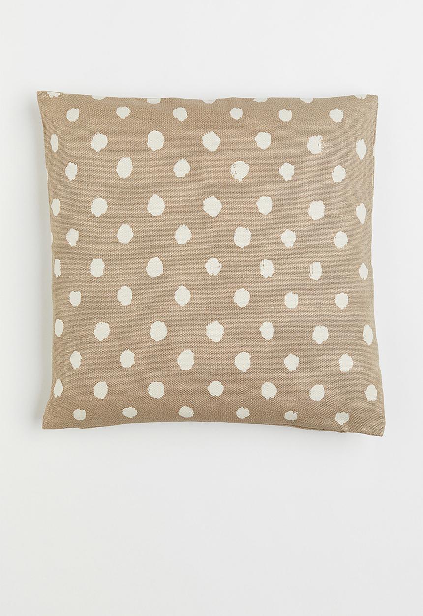 H&M - Patterned cotton cushion cover - beige/multi