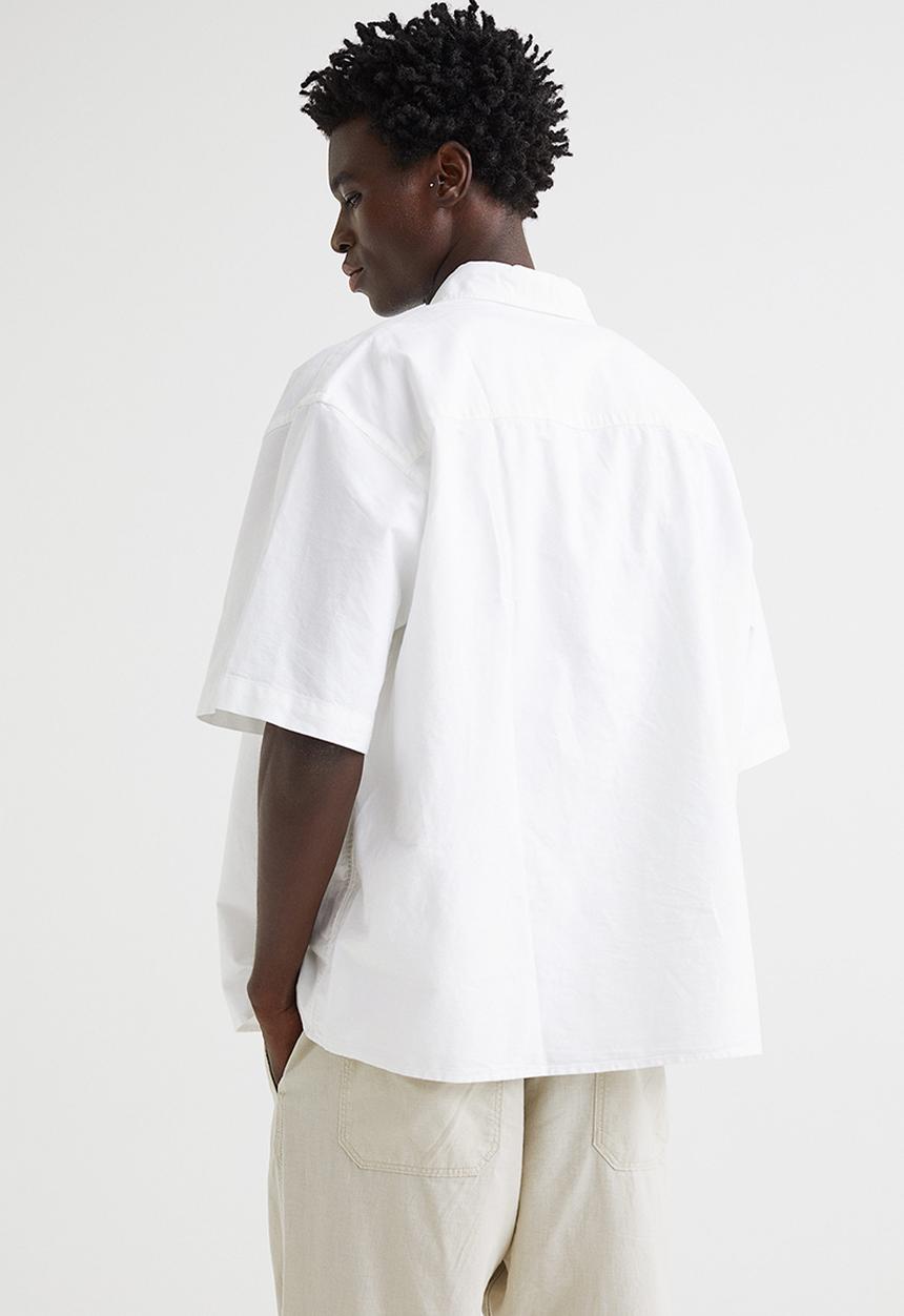 H&M - Oversized fit short sleeved oxford shirt - white