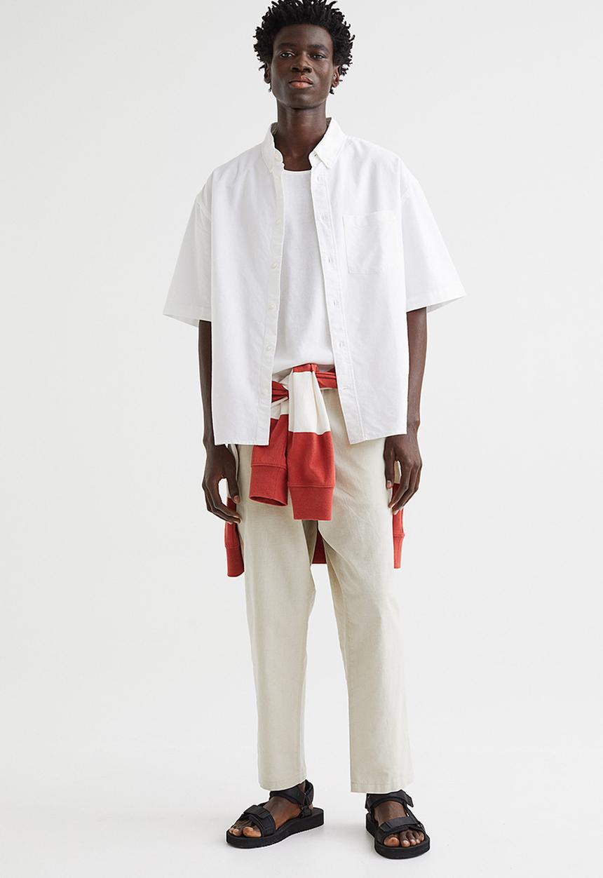 H&M - Oversized fit short sleeved oxford shirt - white