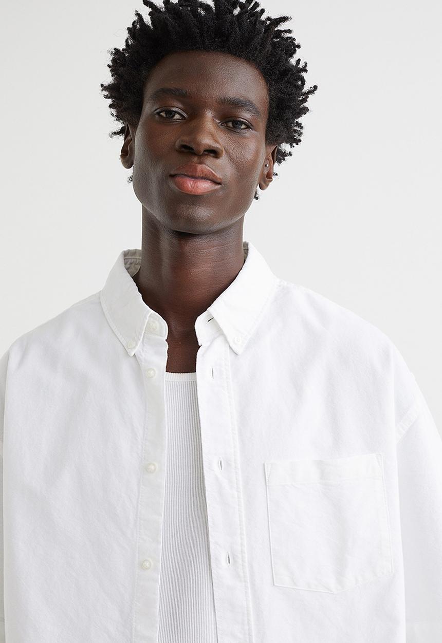 H&M - Oversized fit short sleeved oxford shirt - white