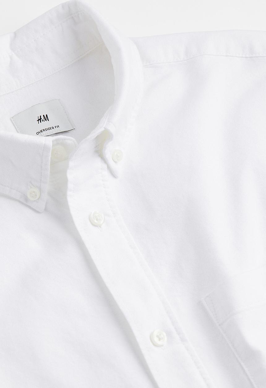H&M - Oversized fit short sleeved oxford shirt - white
