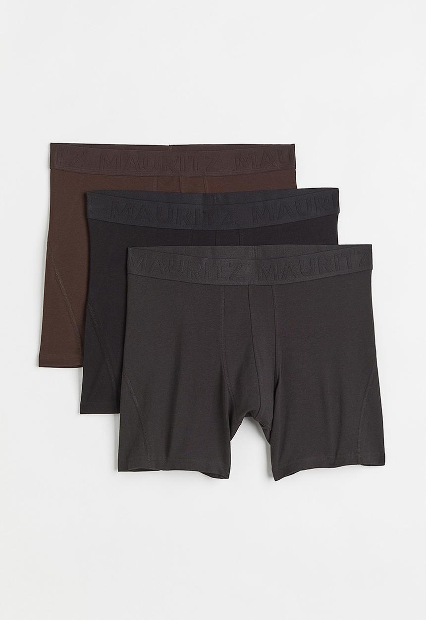 H&M - 3 Pack mid cotton trunks - dark brown/black