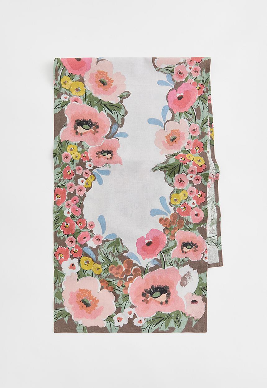 H&M - Floral cotton table runner - multi/pink/white