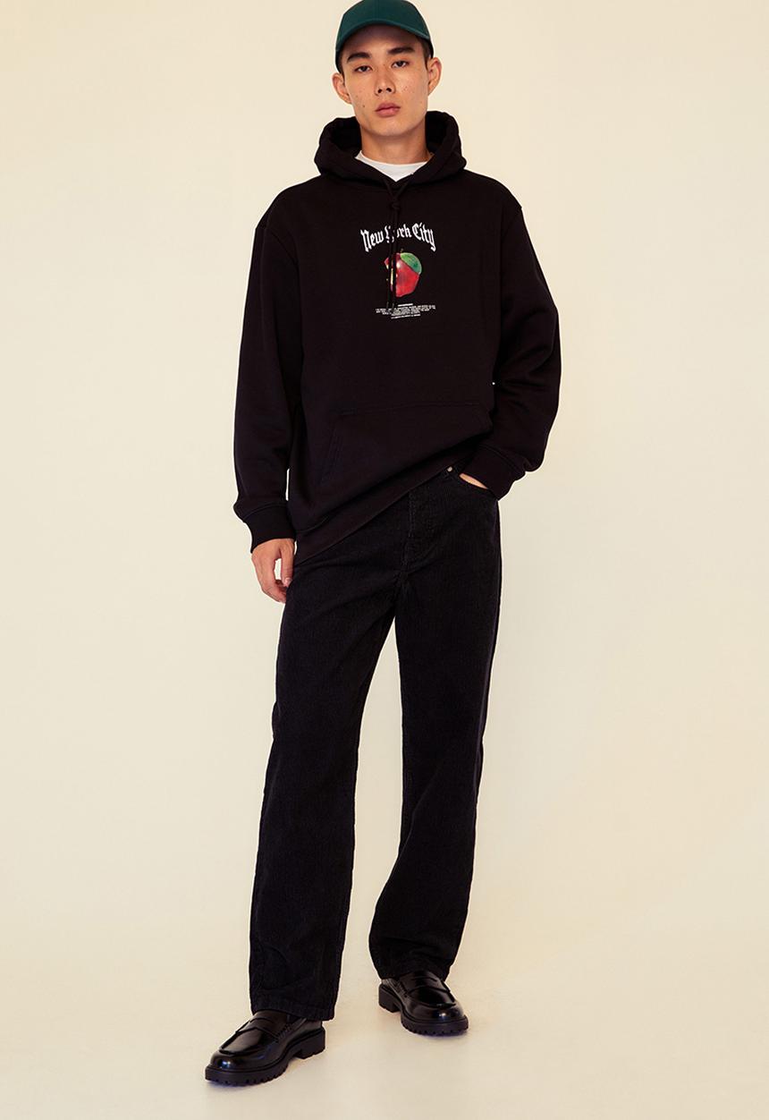 H&M - Loose fit corduroy trousers - black