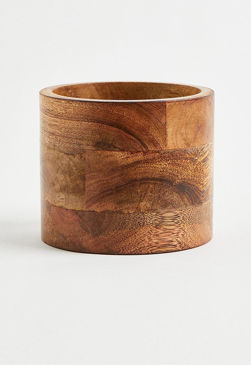 H&M - Small wooden plant pot - brown