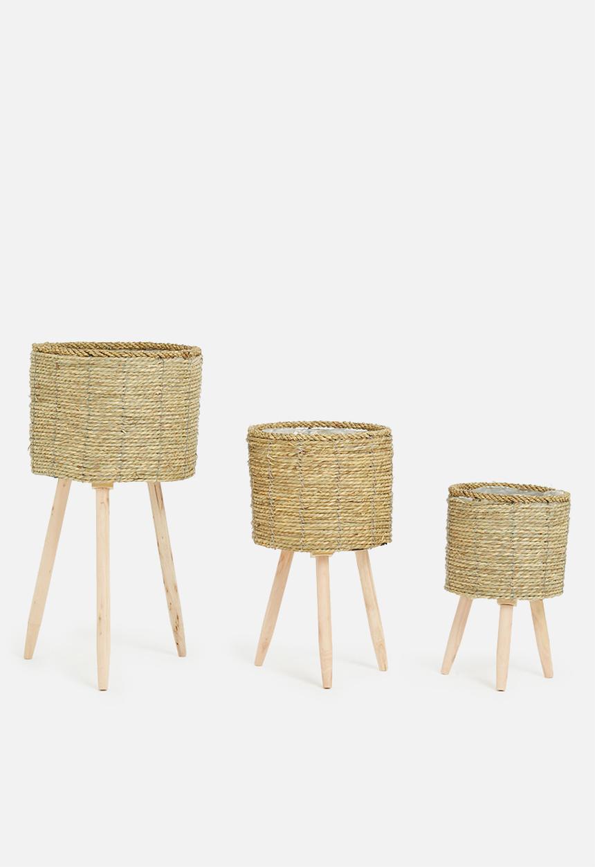 H&S - Nana woven pot set of 3 - natural