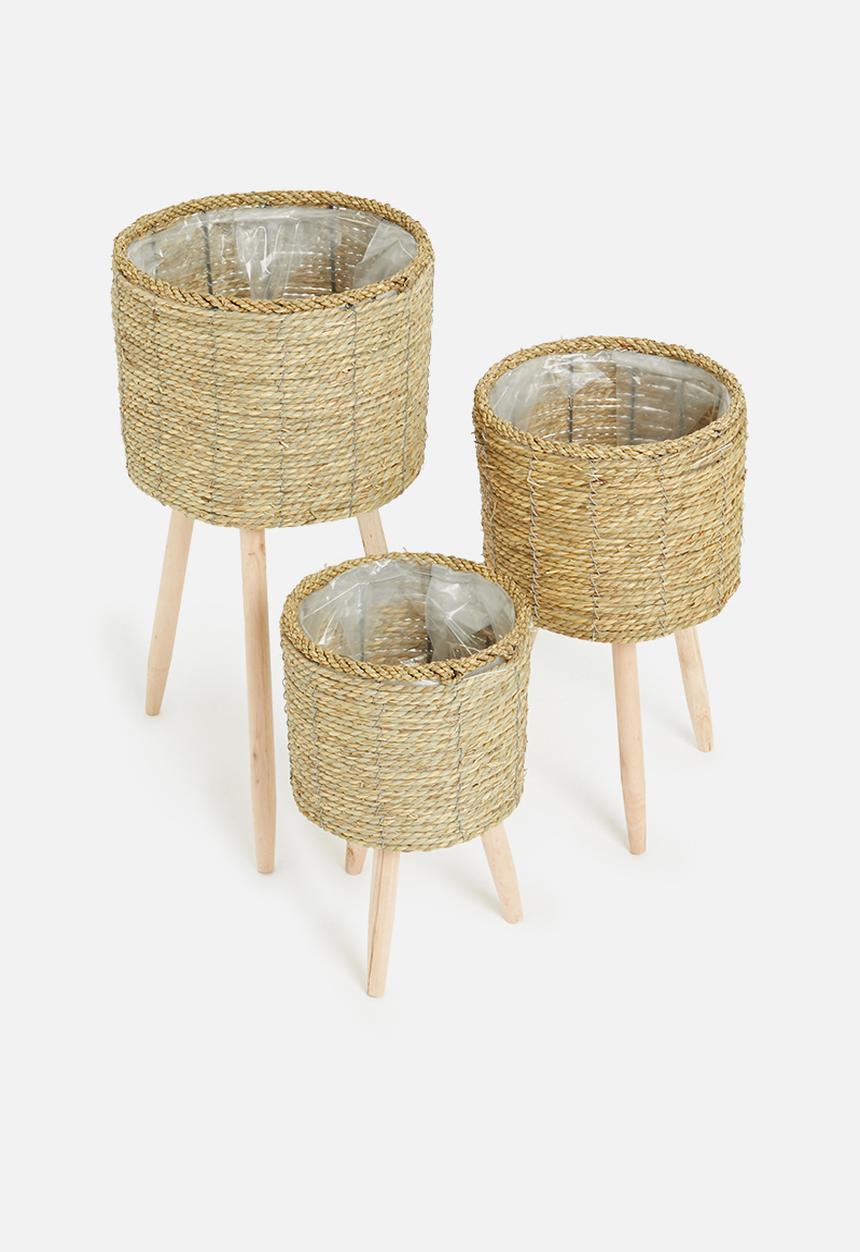 H&S - Nana woven pot set of 3 - natural