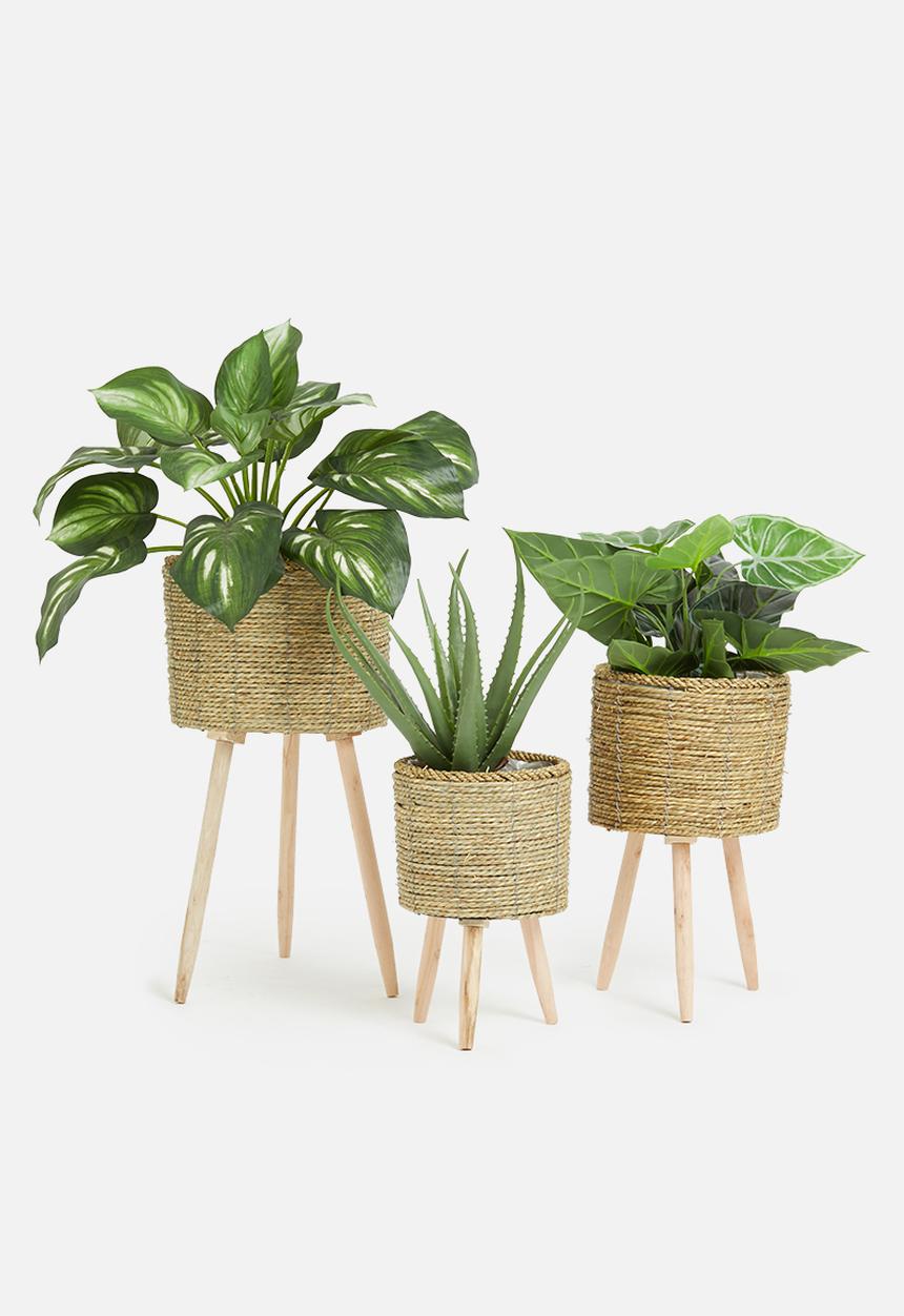 H&S - Nana woven pot set of 3 - natural