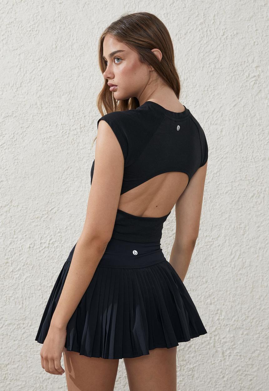 Cotton On - Gathered open back tee - black