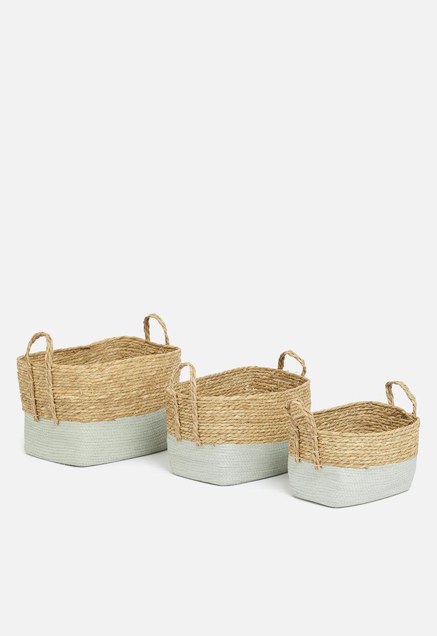 Storage Solutions - Straw basket- grey and natural