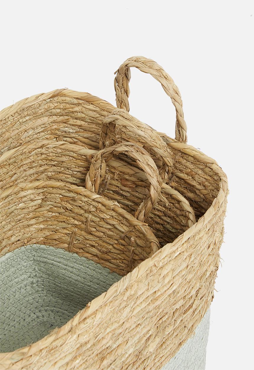 Storage Solutions - Straw basket- grey and natural