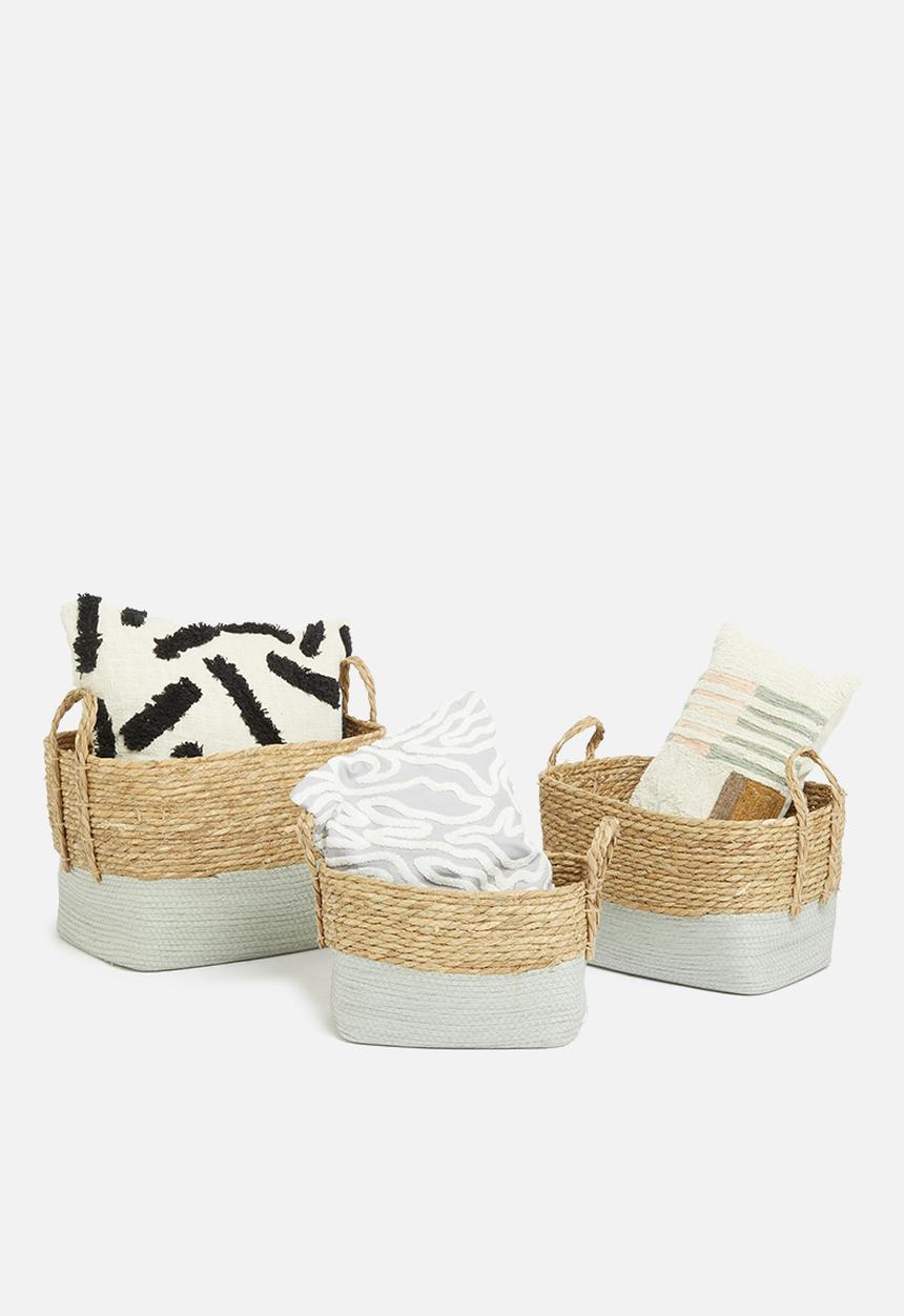 Storage Solutions - Straw basket- grey and natural
