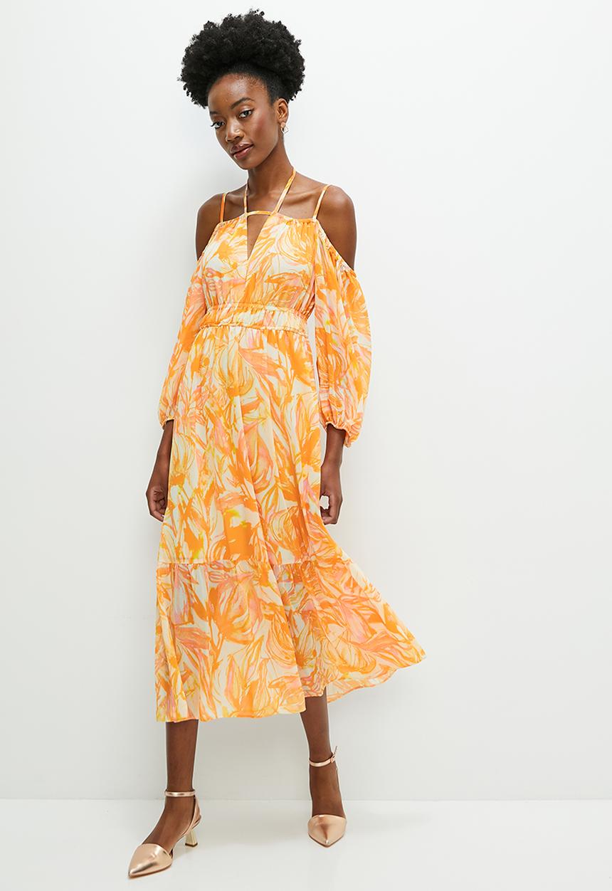 edit - Yoryu chiffon boho maxi dress - natures calm orange