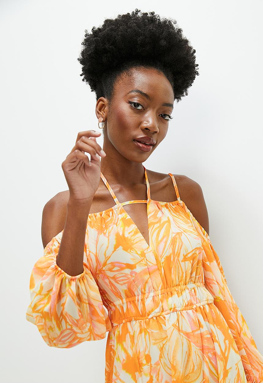 edit - Yoryu chiffon boho maxi dress - natures calm orange