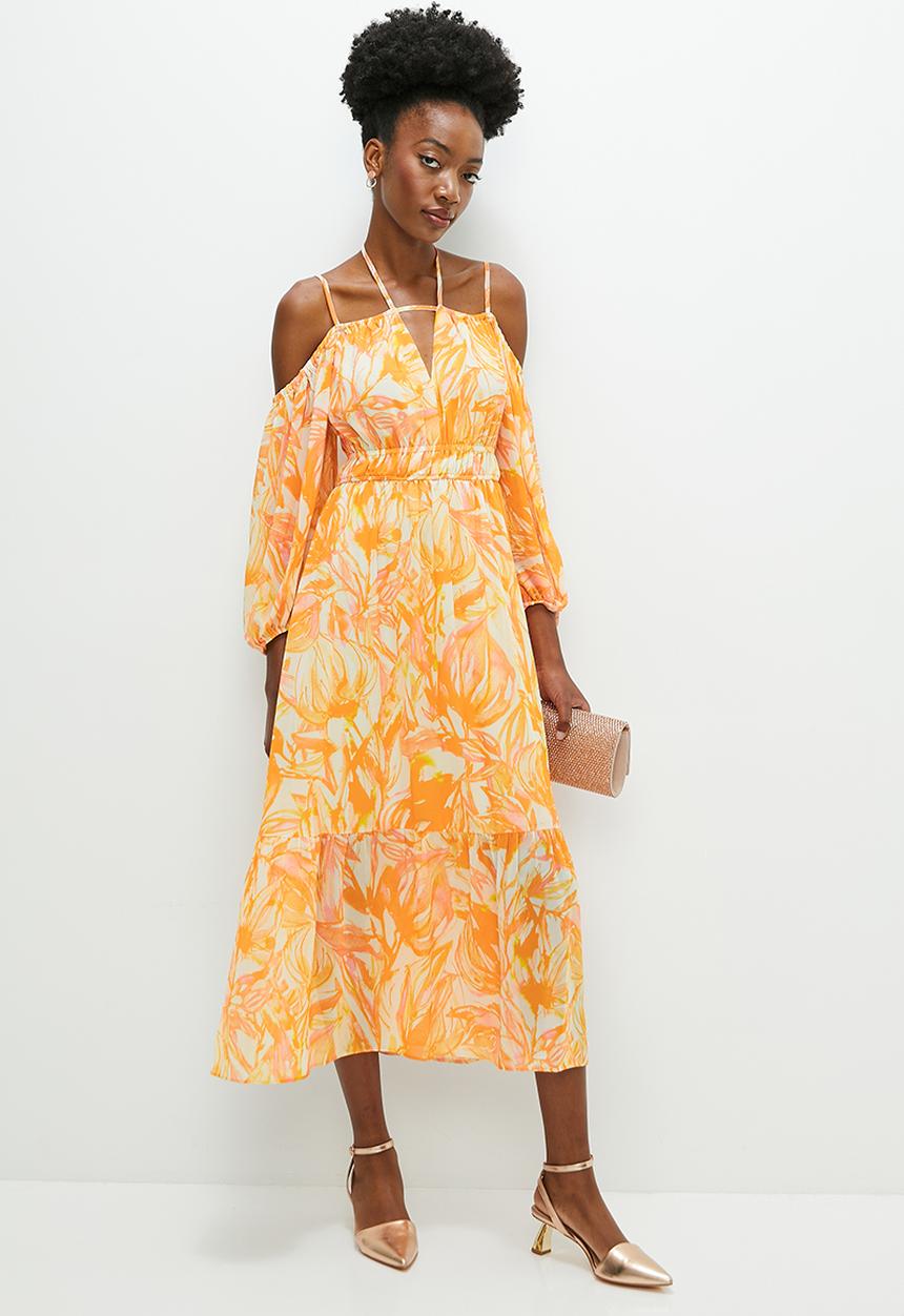 edit - Yoryu chiffon boho maxi dress - natures calm orange