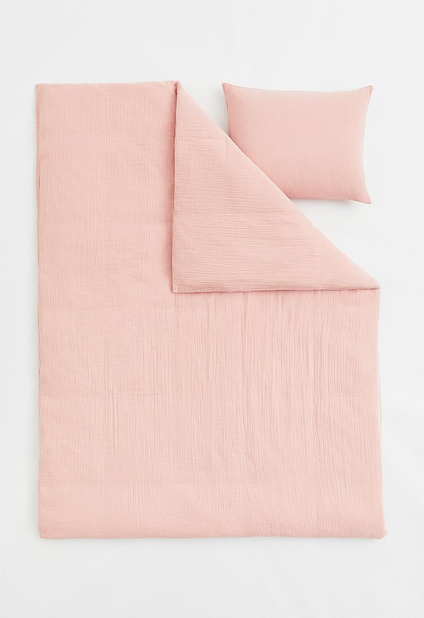 H&M - Muslin single duvet cover set - pink