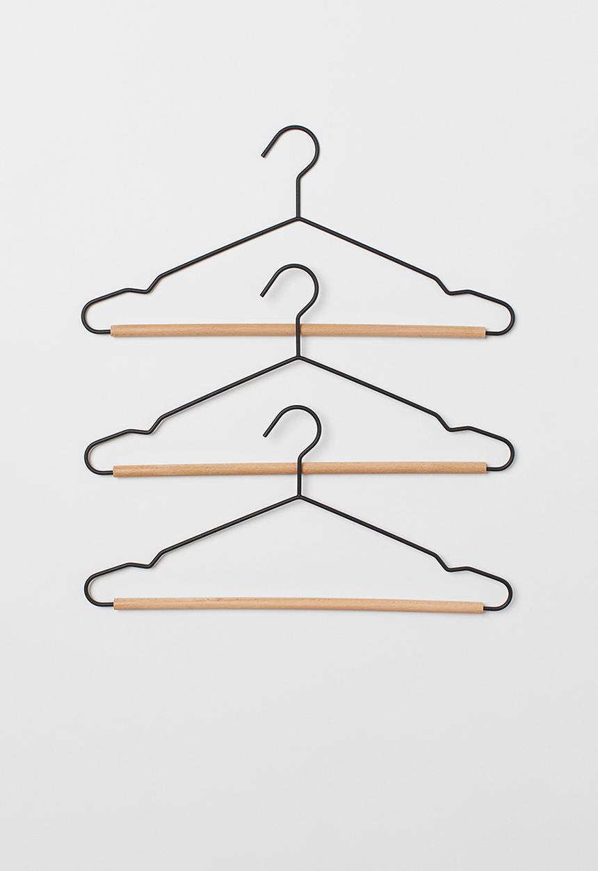 H&M - 3-pack clothes hangers - black