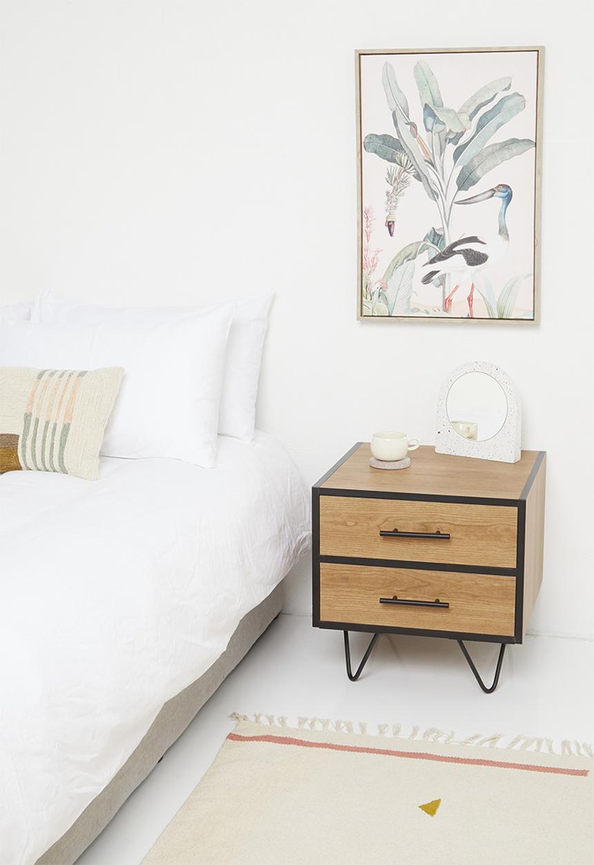 Sixth Floor - Penn 2 drawer bedside table - black&natural