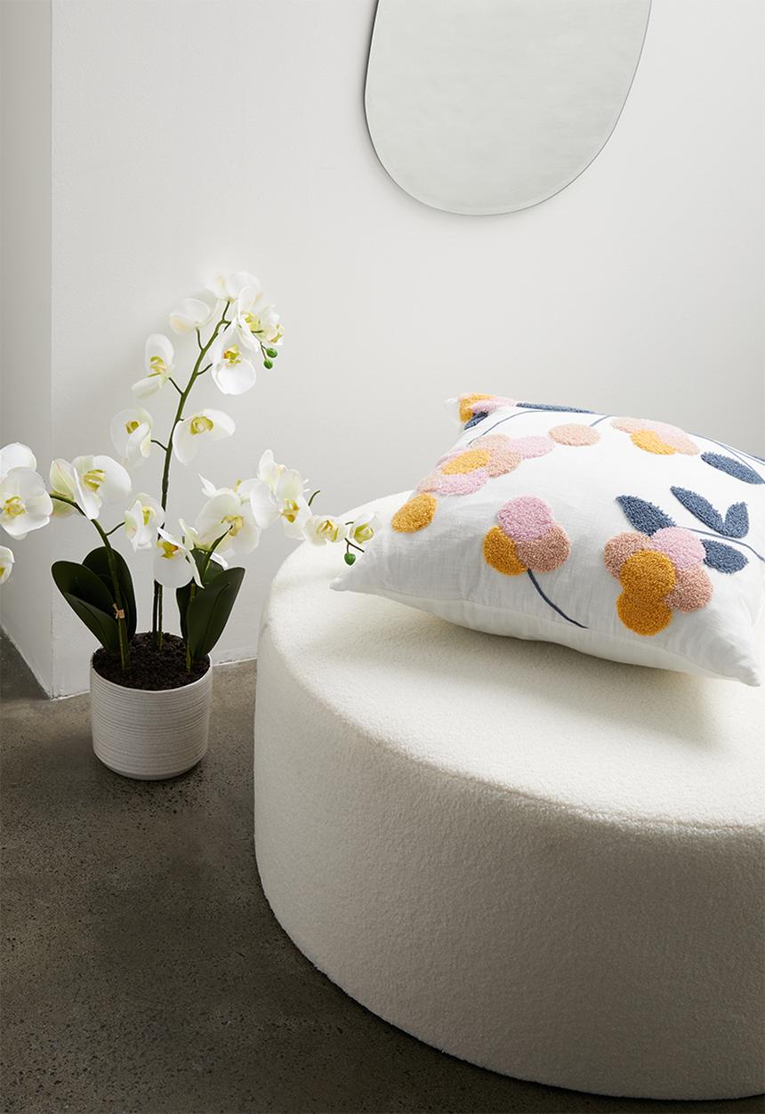 Sixth Floor - Husk sherpa ottoman - white