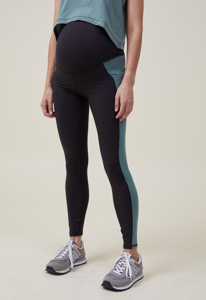 Cotton On - Maternity ultra soft booty lift full length tight - black/sage leaf