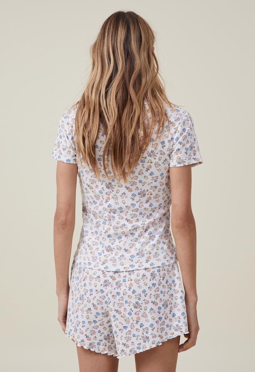 Cotton On - Pointelle rib sleep short - marissa floral