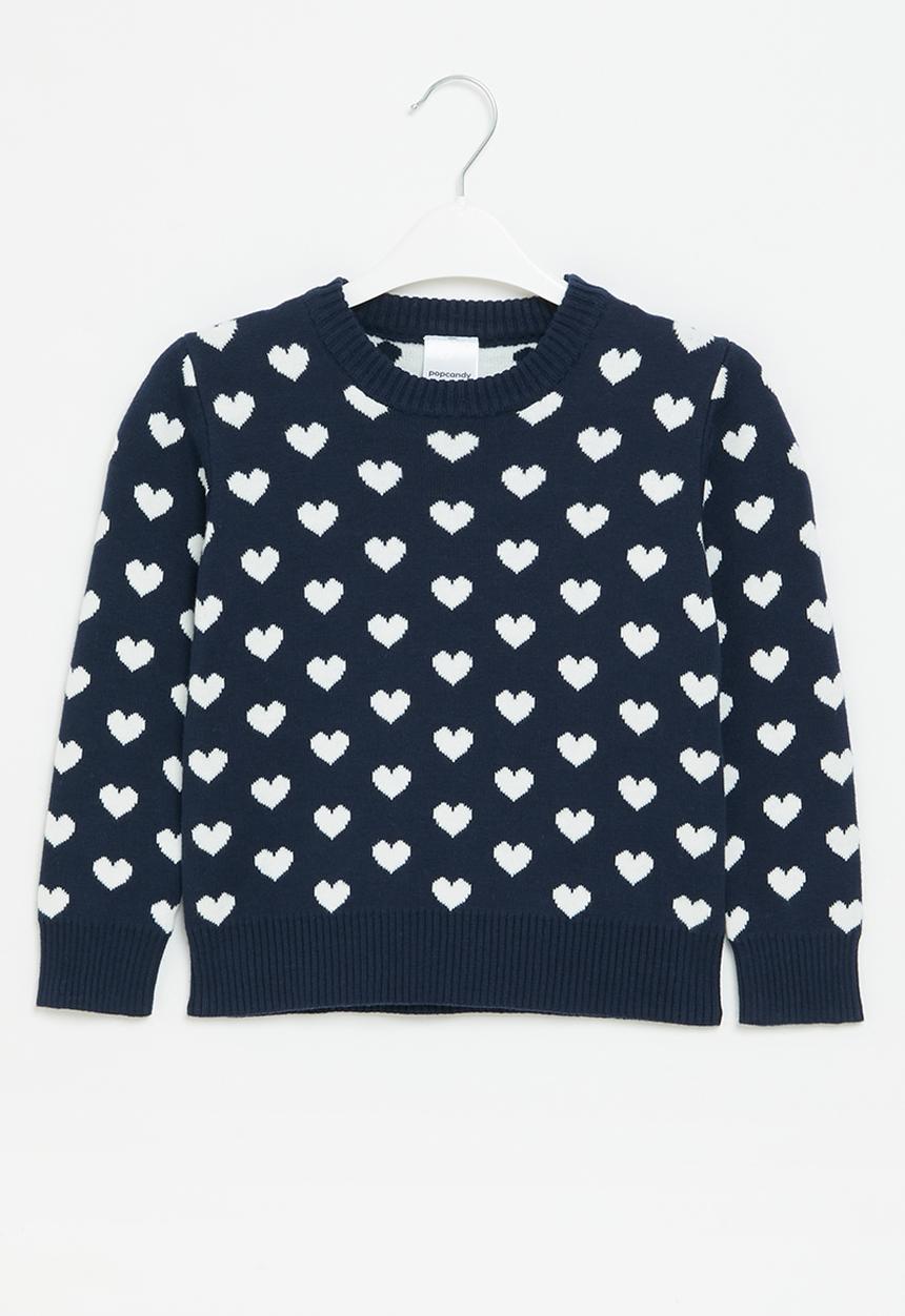 Pop Candy - Girls heart print jersey - navy