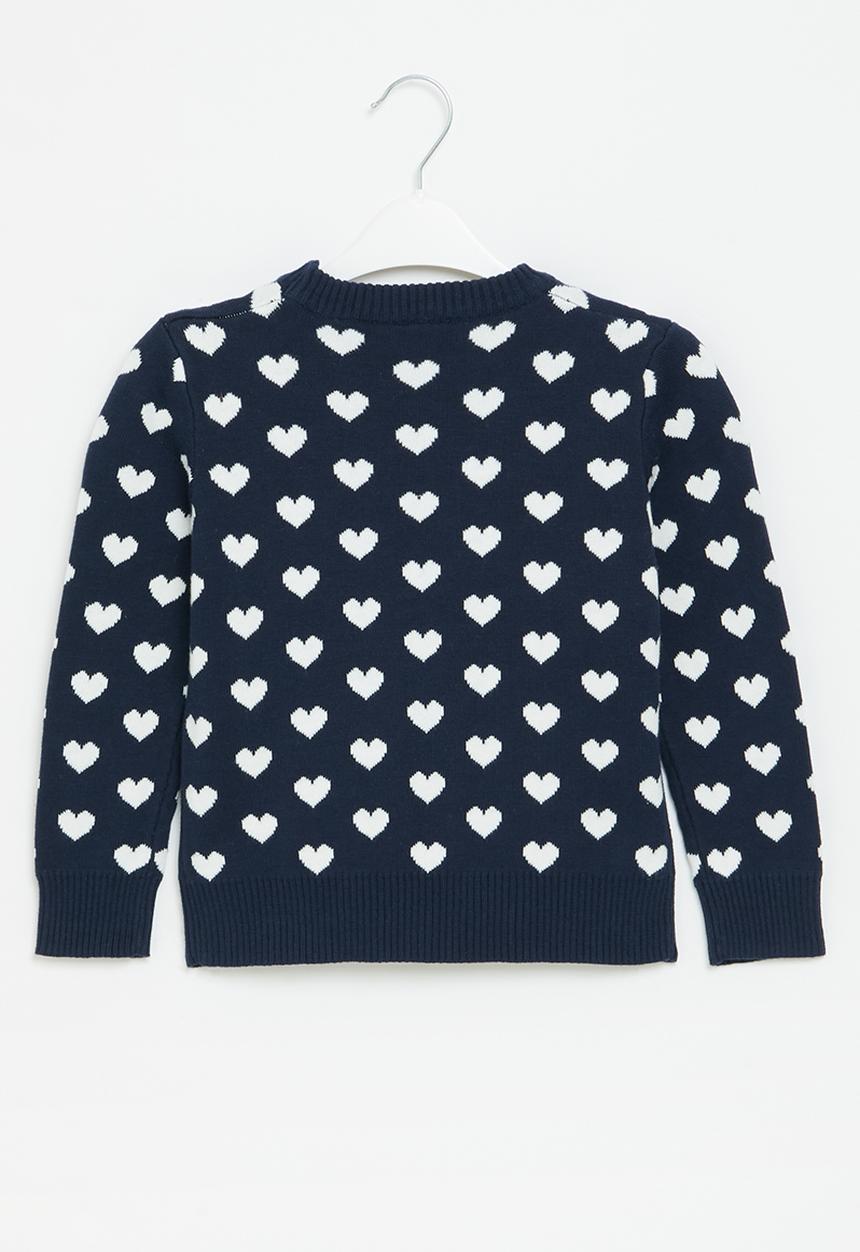 Pop Candy - Girls heart print jersey - navy