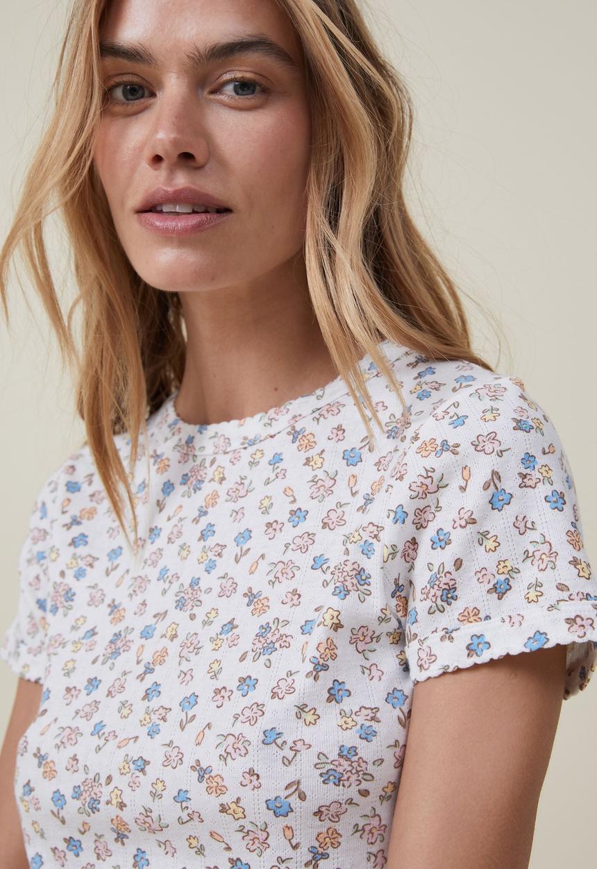 Cotton On - Pointelle rib sleep tee - marissa floral