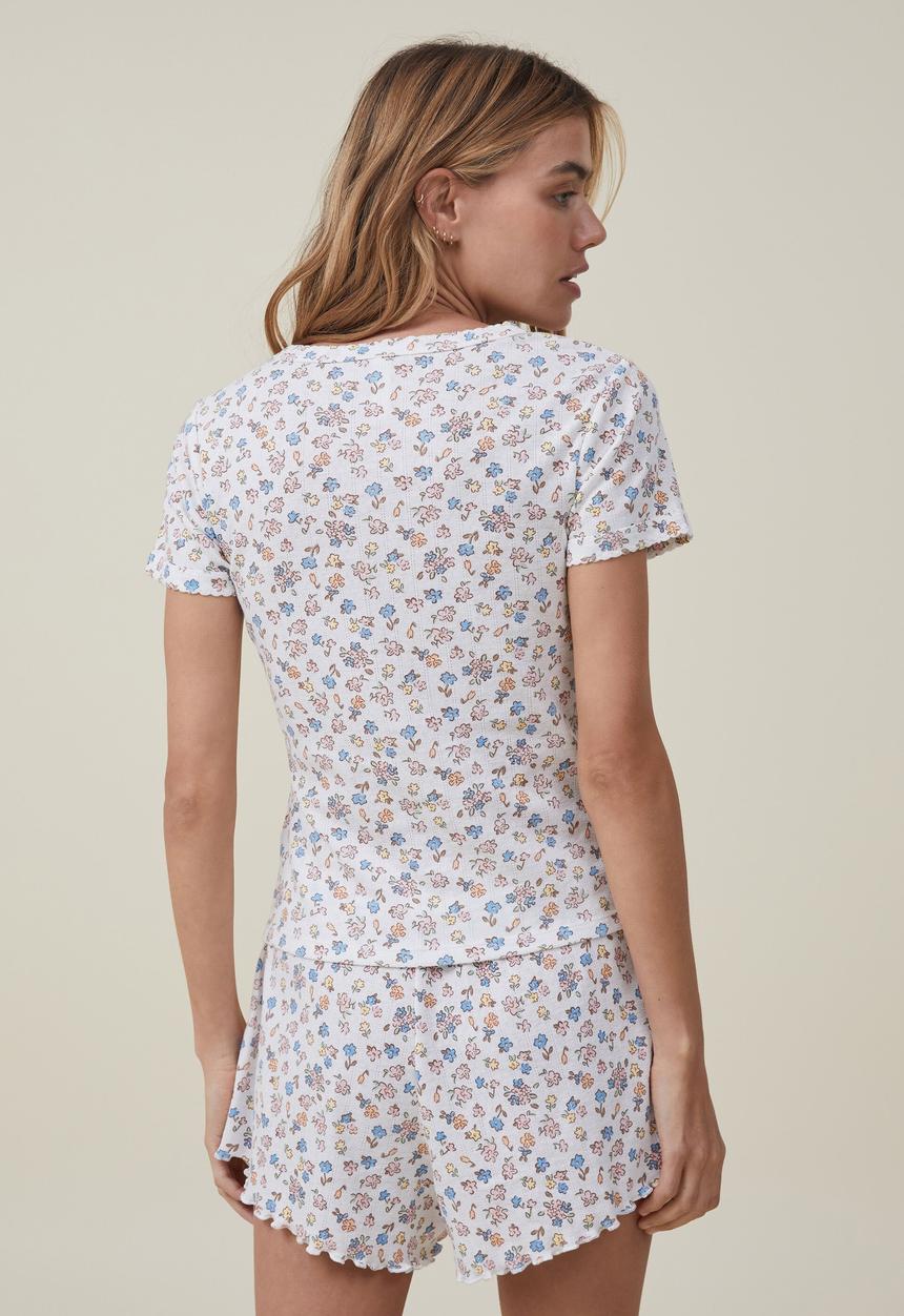 Cotton On - Pointelle rib sleep tee - marissa floral