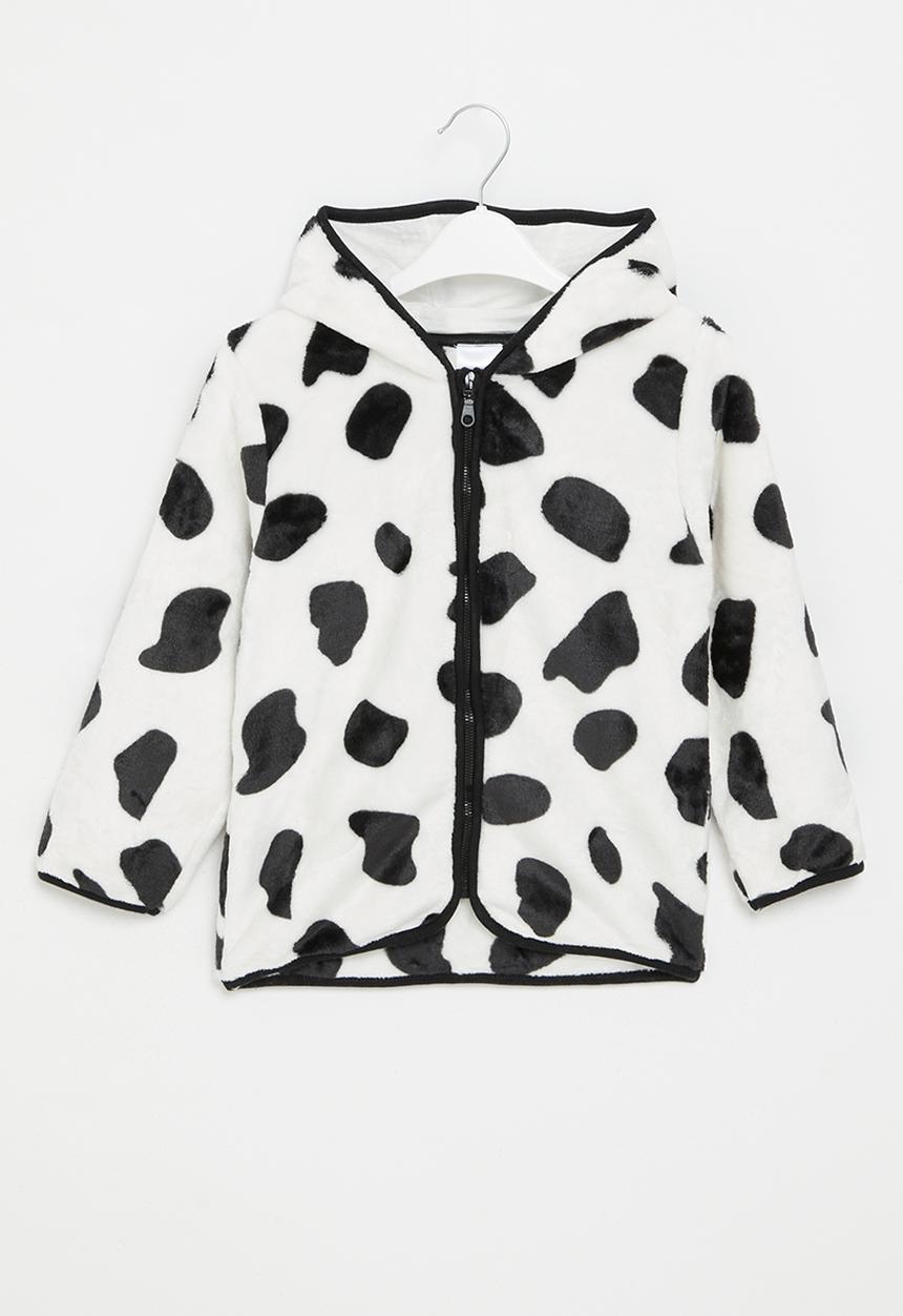 Pop Candy - Girls teddy hooded jacket - black & white