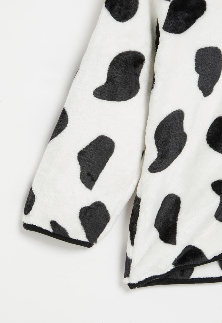 Pop Candy - Girls teddy hooded jacket - black & white