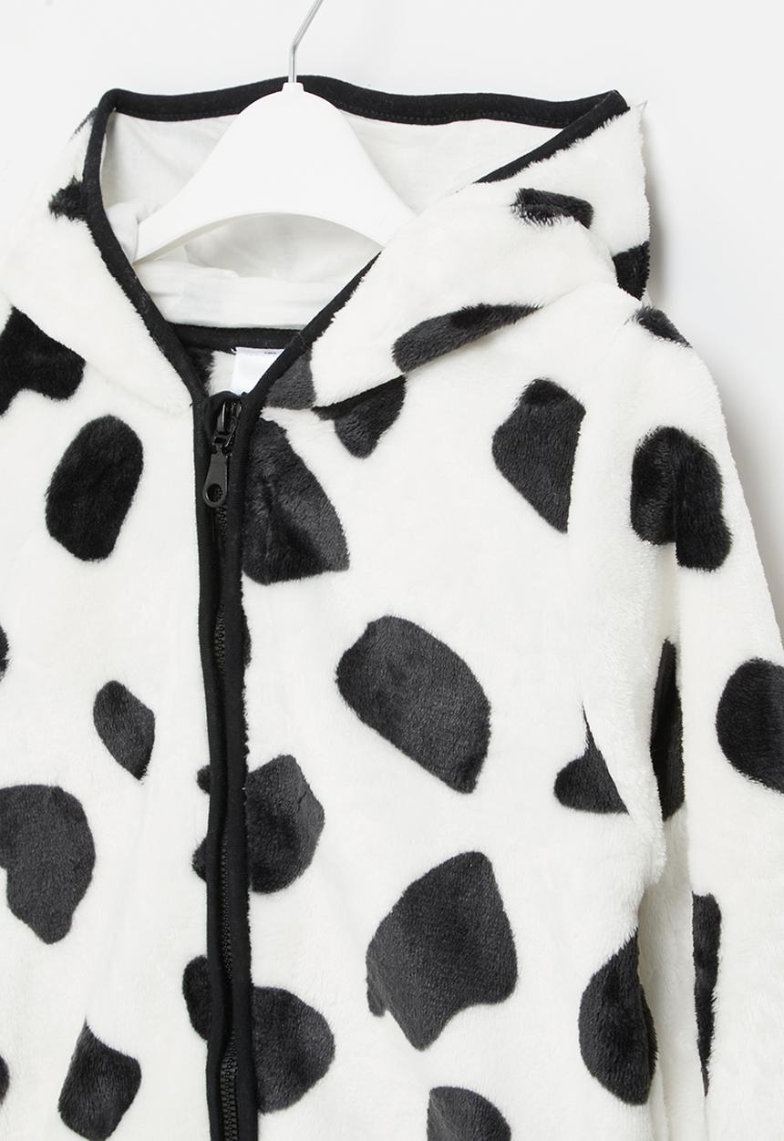 Pop Candy - Girls teddy hooded jacket - black & white