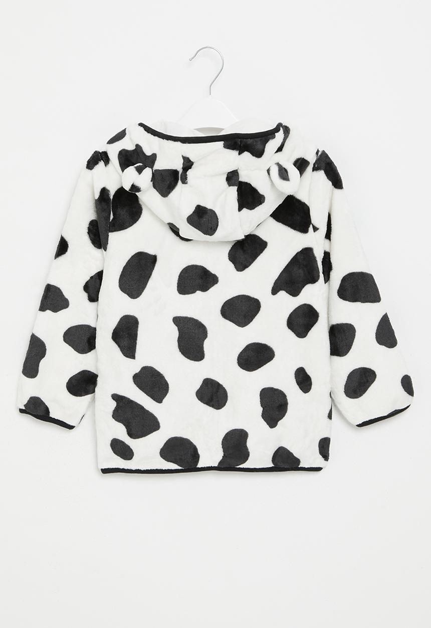 Pop Candy - Girls teddy hooded jacket - black & white