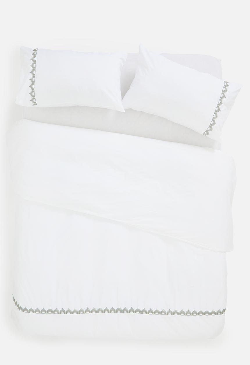 Sixth Floor - Marvin embroidered cotton duvet cover set - green