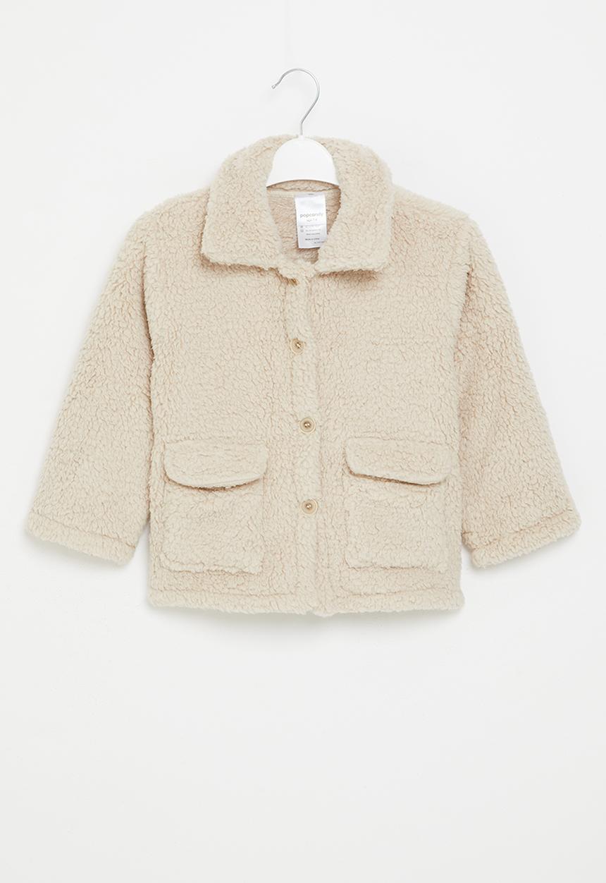Pop Candy - Girls teddy coat - ecru