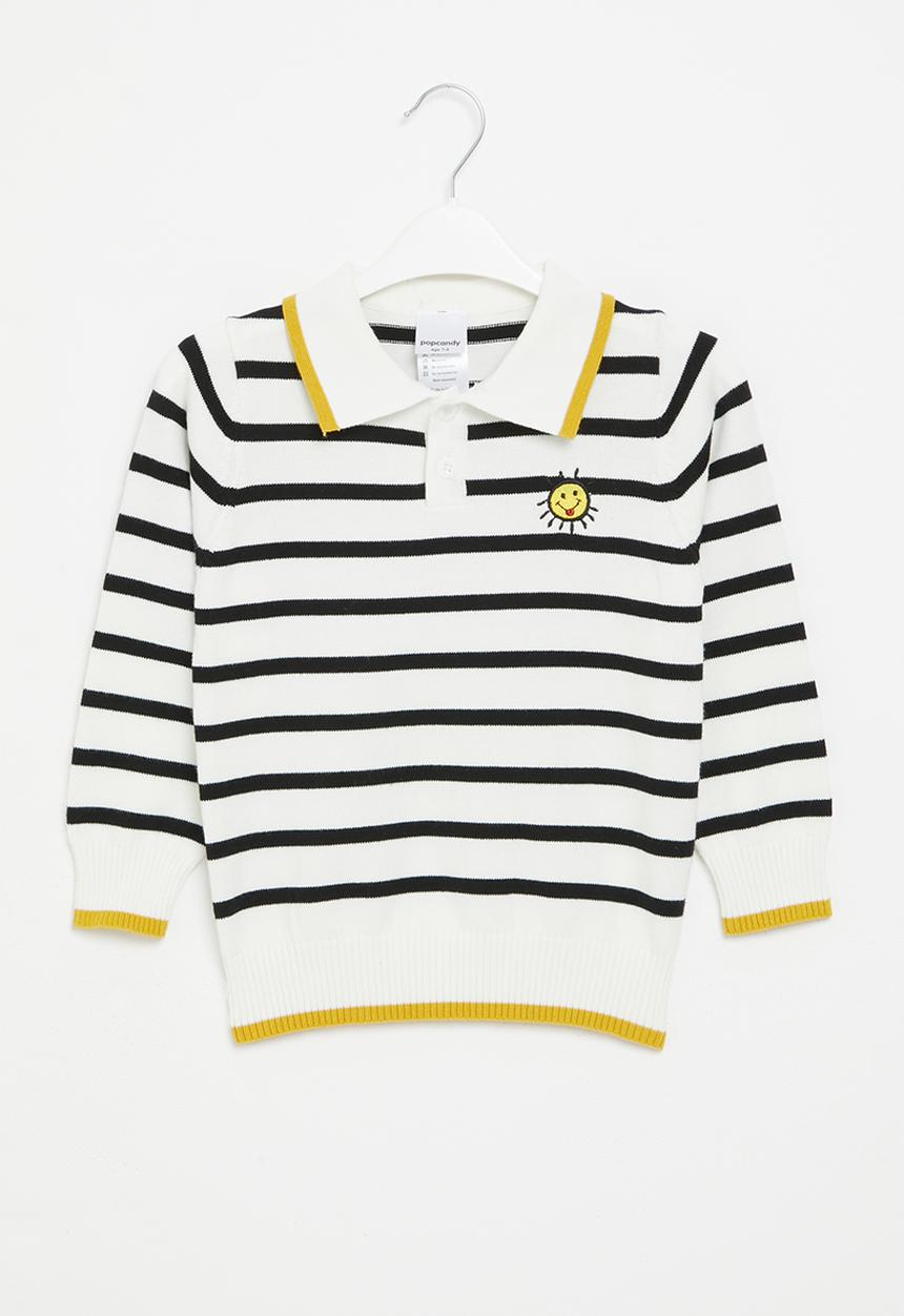 Pop Candy - Boys stripe golfer - white