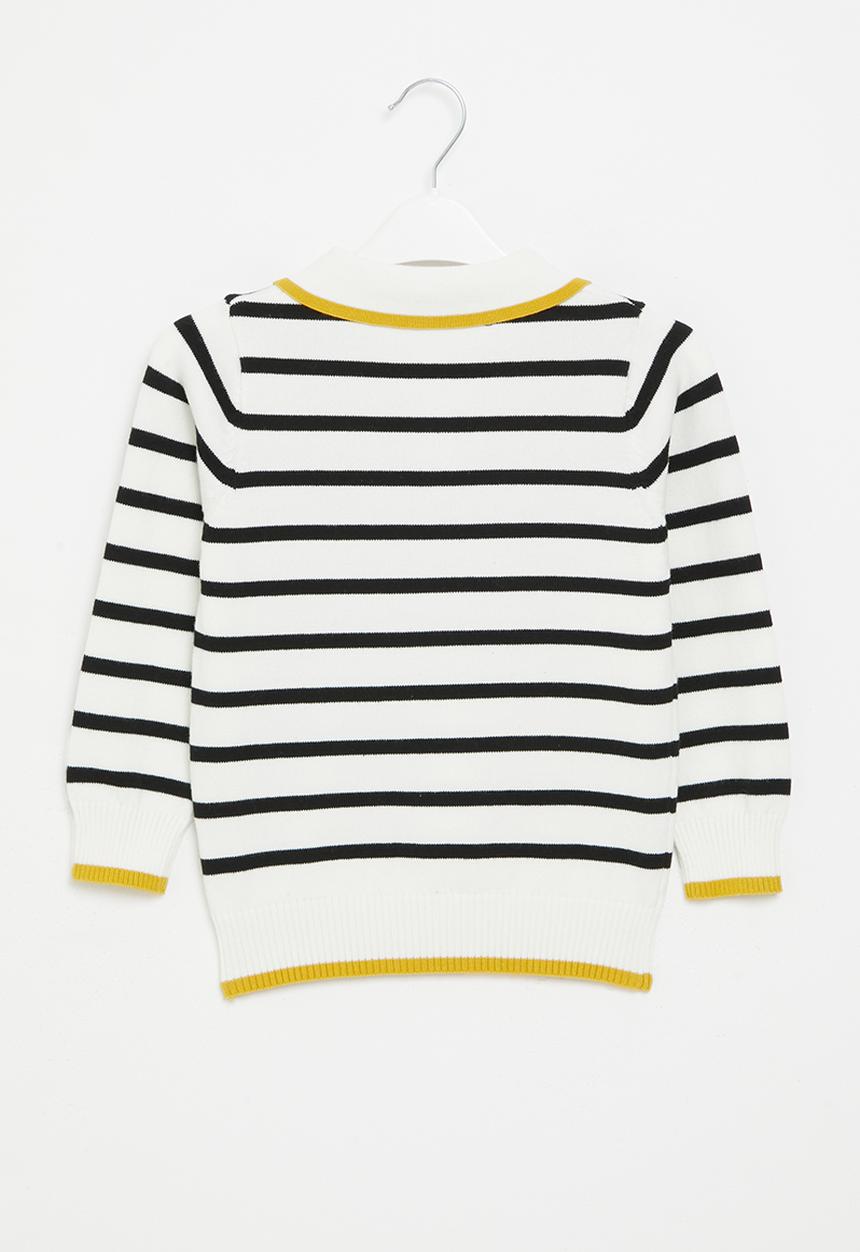 Pop Candy - Boys stripe golfer - white