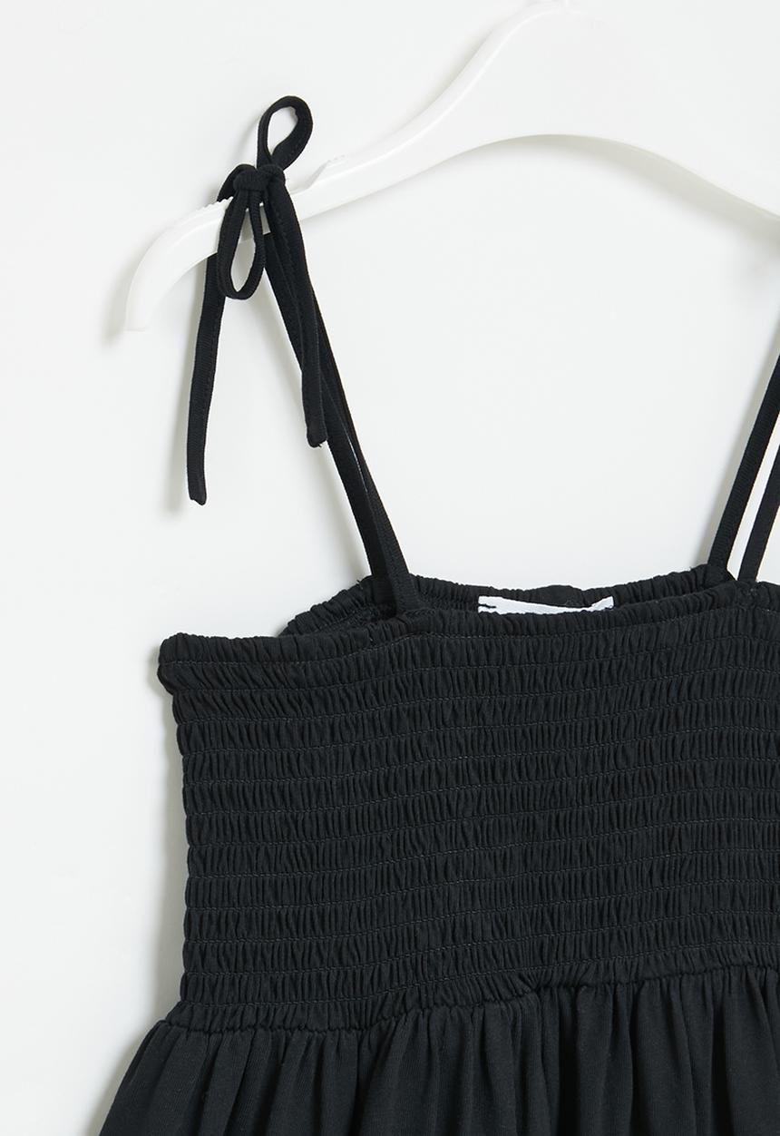 Superbalist - Tiered cotton dress - black