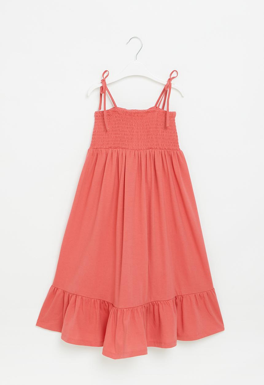 Superbalist - Tiered cotton dress - coral