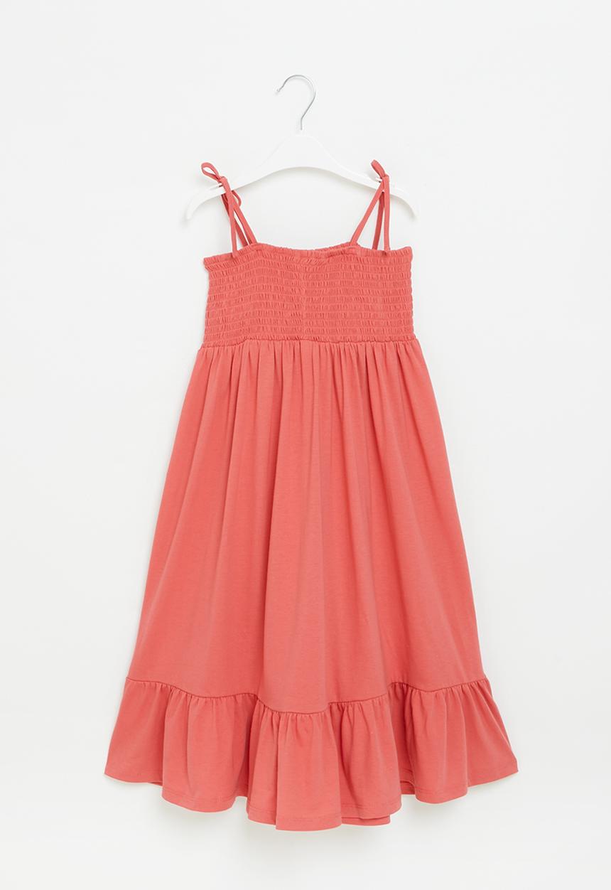 Superbalist - Tiered cotton dress - coral