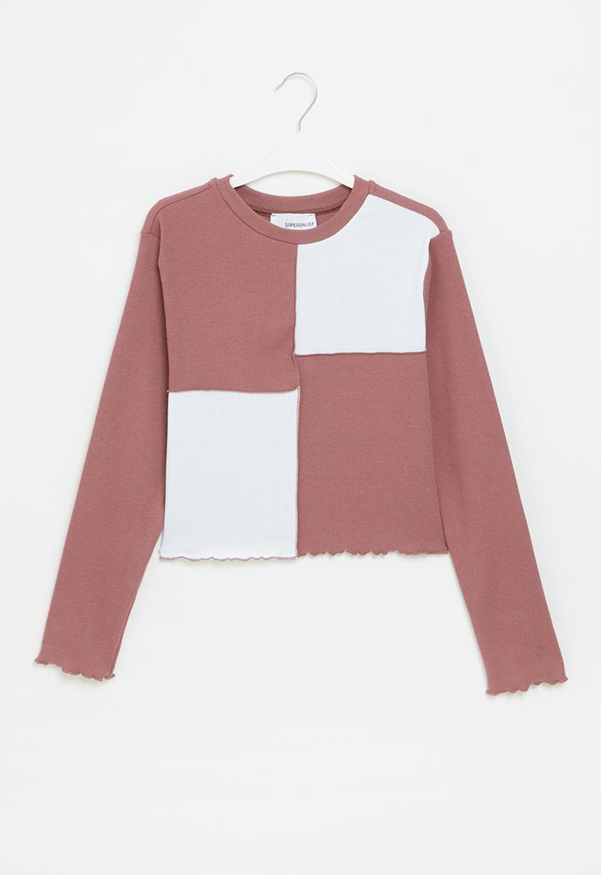 Superbalist - Cropped rib top - white/rose