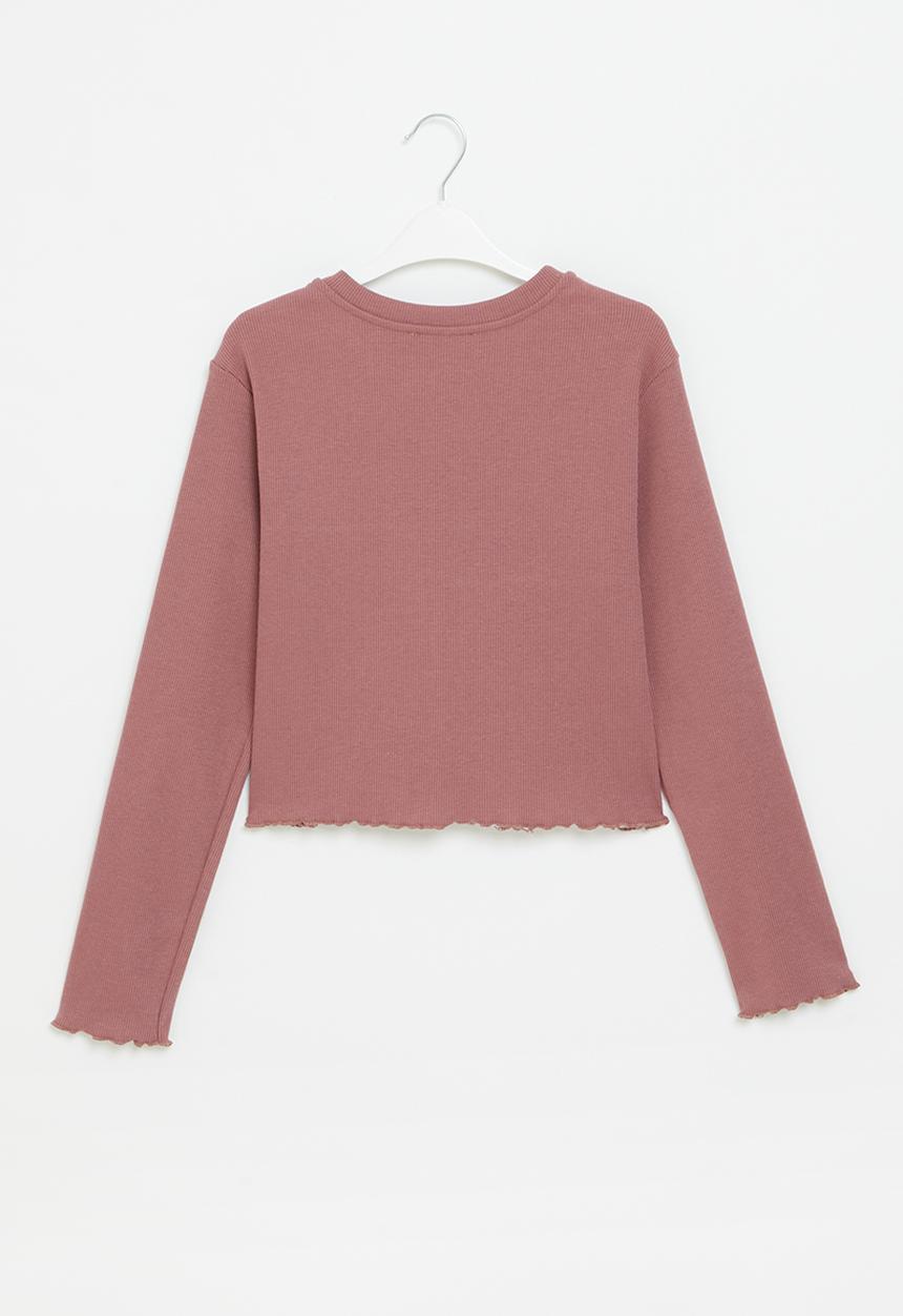 Superbalist - Cropped rib top - white/rose